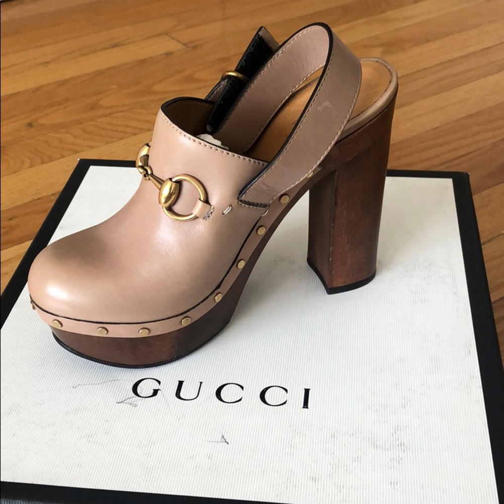 Authentic Gucci Betis Calf Clog - Porcelain Rose